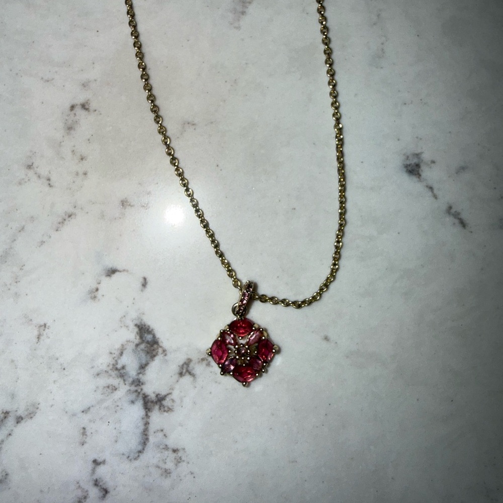Kendra Scott Gold Tone Necklace  with Pink Gem Pendant